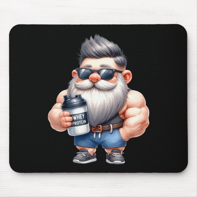 Tapis De Souris Protéine de Whey Gnome Papa Funny Bodybuilder Grap (Devant)