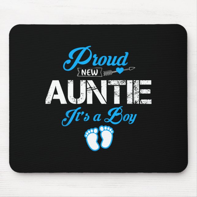 Tapis De Souris Proud New Auntie It's A Boy Gender Reveal Funny Fa (Devant)