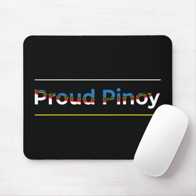 Tapis De Souris Proud Pinoy - Drapeau philippin Mot Art Lettres (Avec souris)