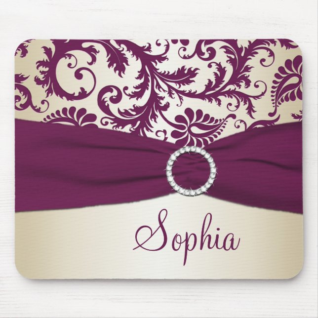 Tapis De Souris Prune et damassé de Champagne, ruban Mousepad de (Devant)