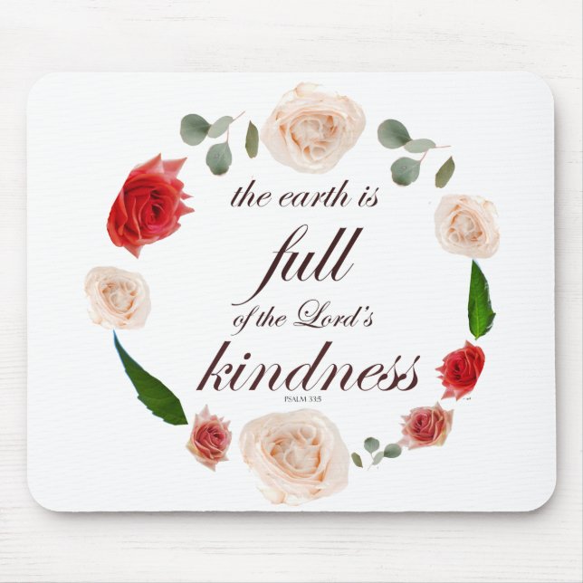 Tapis De Souris Psaume 33 Ecriture avec Art Floral (Devant)