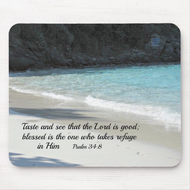 Tapis De Souris Psaume 34:8 Goûtez et voyez que le Seigneur est bo (Devant)