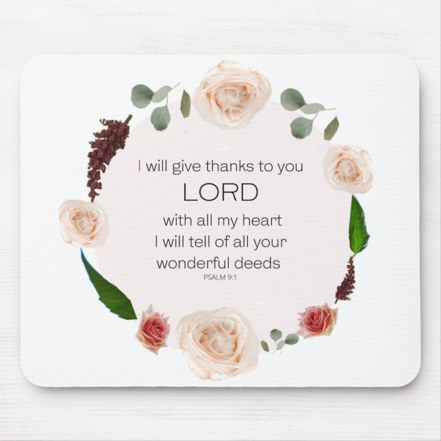 Tapis De Souris Psaume 9:1, Verse biblique (Devant)