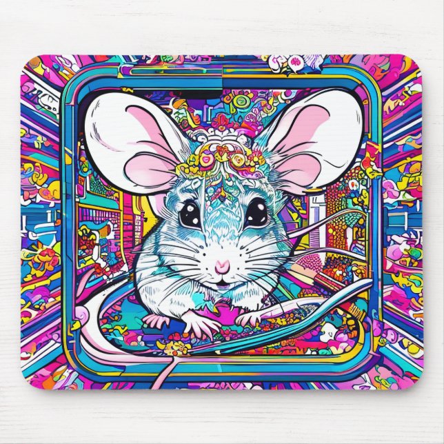 Tapis De Souris Psychedelic Mouse: A Colorful Journey (Devant)