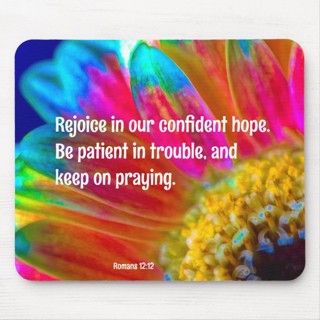 Tapis De Souris Psychédélique Daisy Romans 12:12 Mousepad (Devant)