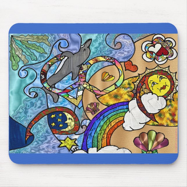 Tapis De Souris Psychédélique des années 60 rétro à la plage Vêtem (Devant)