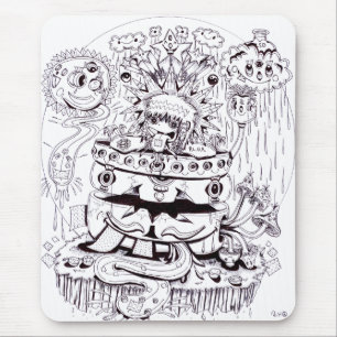 Tapis De Souris Psychédélique noir et blanc