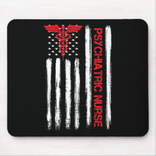 Tapis De Souris Psychiatric Nurse American Flag RN Mental Health P