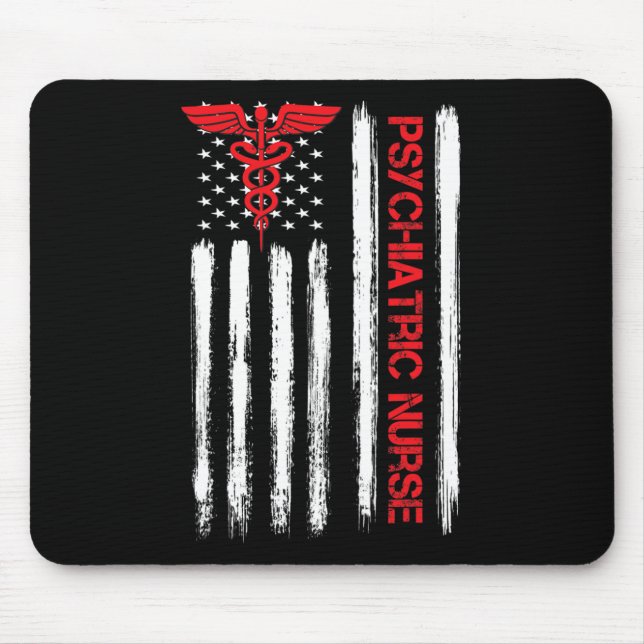 Tapis De Souris Psychiatric Nurse American Flag RN Mental Health P (Devant)