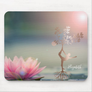 Tapis De Souris Psychologue Lotus Tree Silhouette Yoga