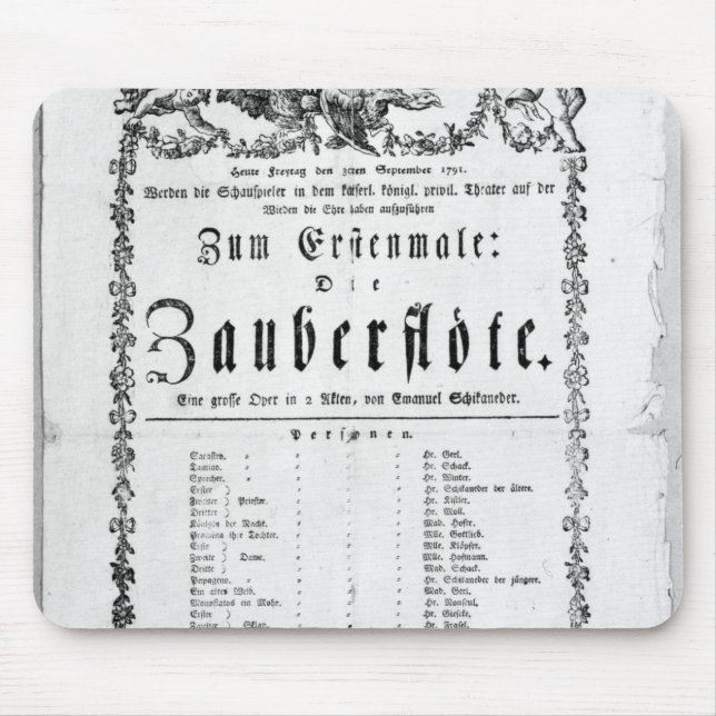 Tapis De Souris Publicité d'affiche de ` le Flute magique (Devant)