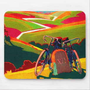 Tapis De Souris Publicité vintage à vélo - Vélo à flanc de colline