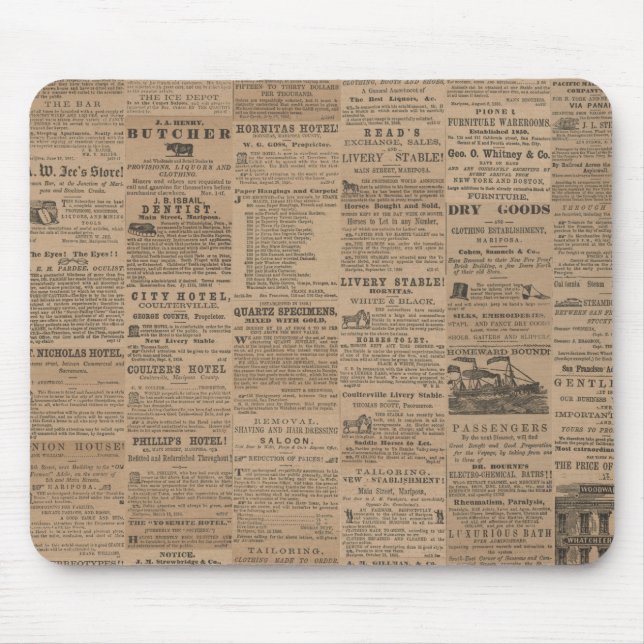 Tapis De Souris Publicités du passé, NY 1856   (Devant)