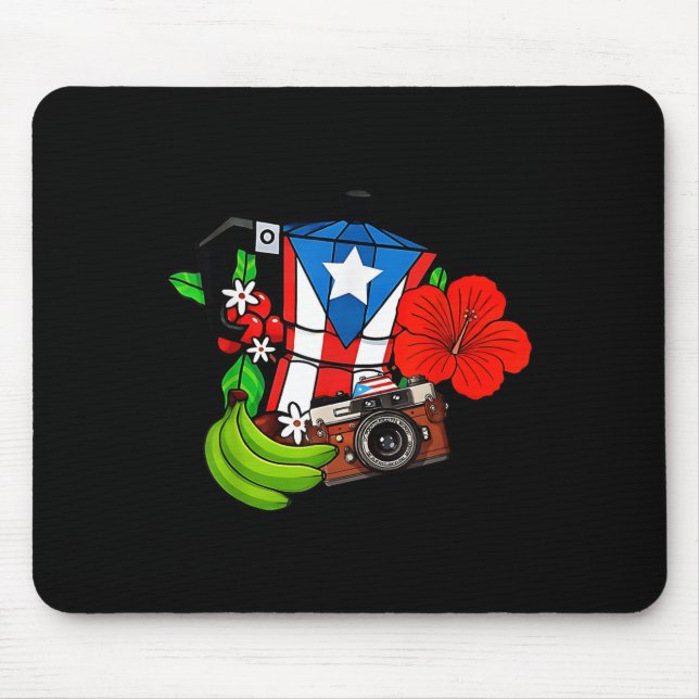 Tapis De Souris Puerto Rico Flag Floral Frog Boricua Women Hispani (Devant)