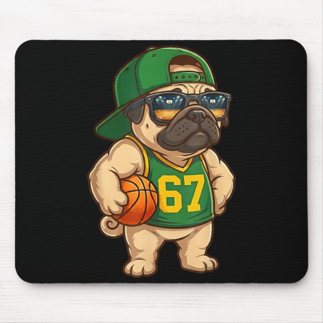 Tapis De Souris Pug Basketball Dog 67 Gen Alpha Slang Srts Men Boy (Devant)