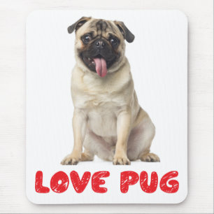Tapis de souris Pug Chiot Chien Rouge Amour
