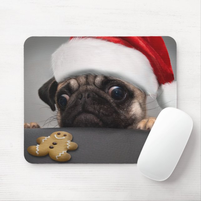Tapis De Souris Pug de Christmas (Avec souris)
