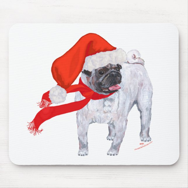 Tapis De Souris Pug de Noël (Devant)