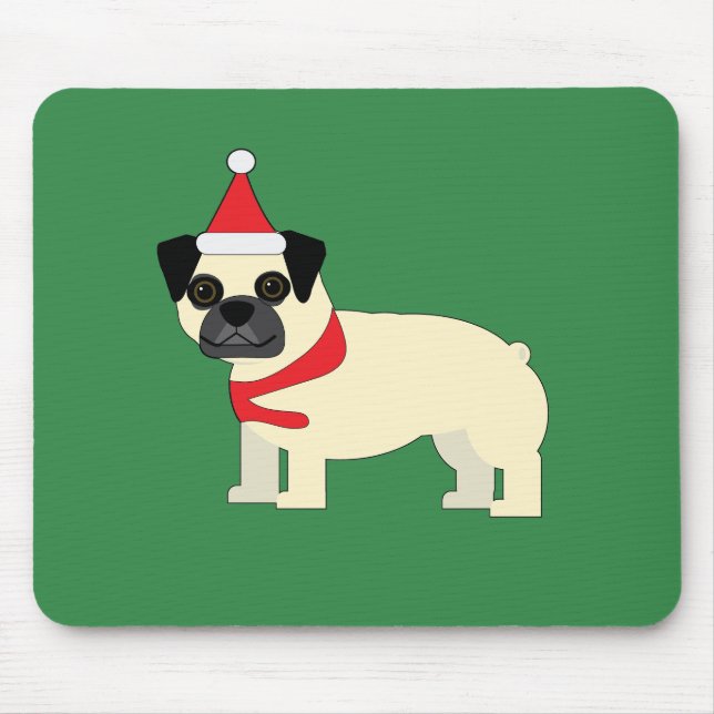 Tapis De Souris Pug de Noël (Devant)