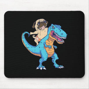 Tapis De Souris Pug montant un T-rex faisant du surf Dinosaur drôl
