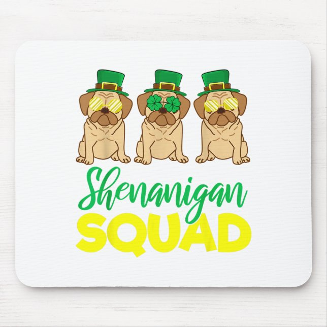 Tapis De Souris Pug Squad Funny Lucky St Patricks Day 2020 Team Gr (Devant)