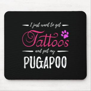Tapis De Souris Pugapoo Amoureux des chiens Tattoo Funny Chien Mam