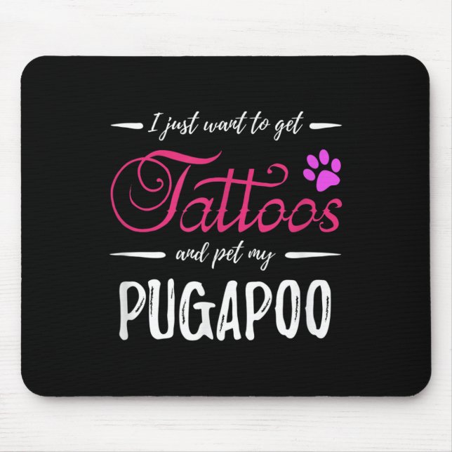 Tapis De Souris Pugapoo Amoureux des chiens Tattoo Funny Chien Mam (Devant)