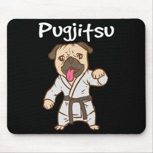 Tapis De Souris Pugjitsu Citation drôle de chien Pug Jiu-jitsu bré