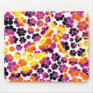 Tapis De Souris Puissance des fleurs - Noir, Rose, Orange et Jaune