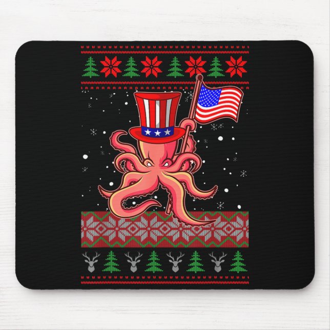 Tapis De Souris Pull de Noël démodé patriotique pour femmes enfant (Devant)