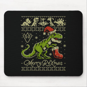 Tapis De Souris Pull de Noël moche dinosaure - Noël drôle 
