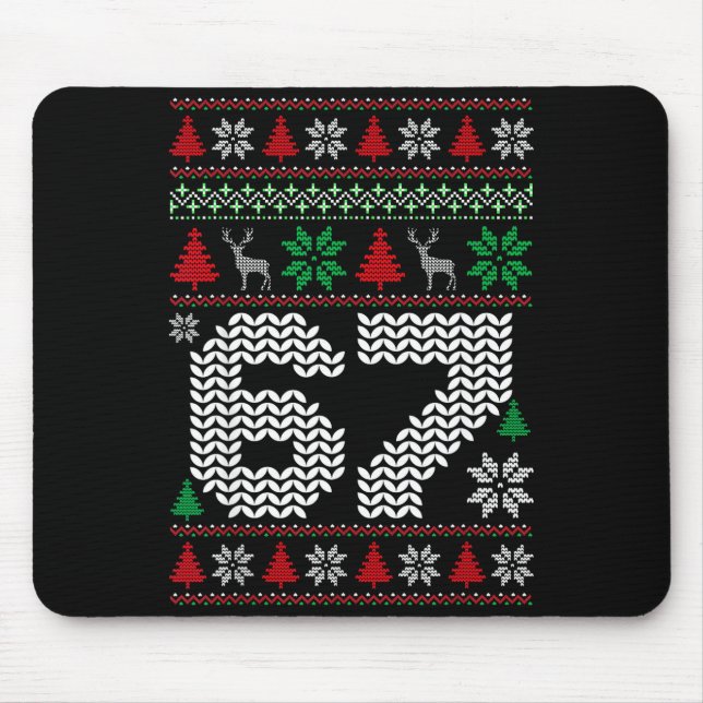 Tapis De Souris Pull Noël Laid 67 Six Sept 6 7 Mème Drôle (Devant)