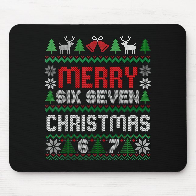 Tapis De Souris Pull Noël Laid 67 Six Seven 6 7 Mème Drôle (Devant)