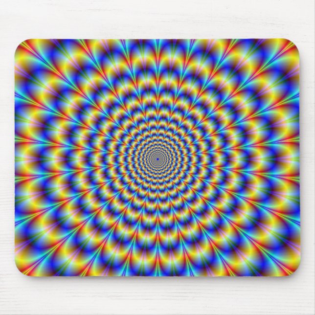 Tapis De Souris Pulse psychédélique en Mousepad bleu et jaune (Devant)