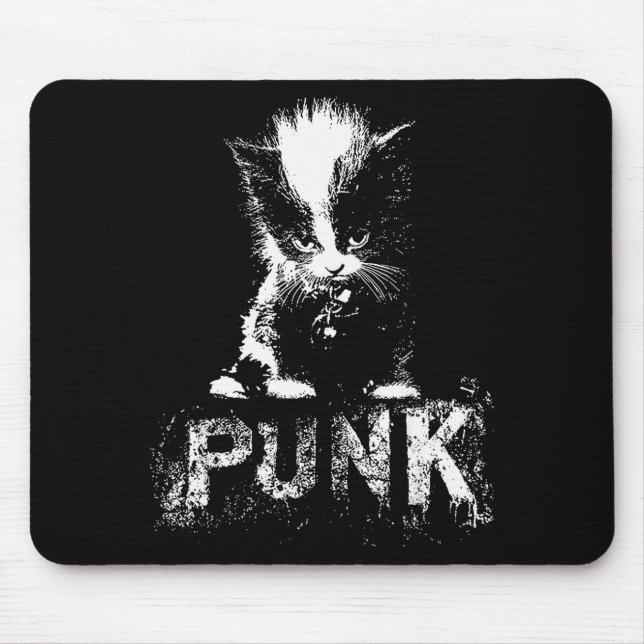 Tapis De Souris Punk Kitten Cat With Mohawk Nge Gothic Design  (Devant)