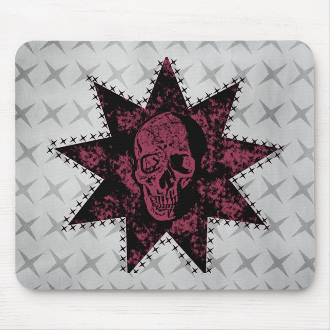 Tapis De Souris Punk Skull Mousepad (Dark Pink) (Devant)