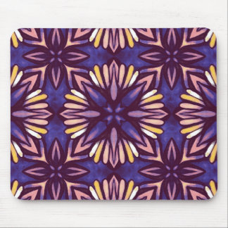 Tapis De Souris Purple Abstrait motif floral jaune Indigo Boho