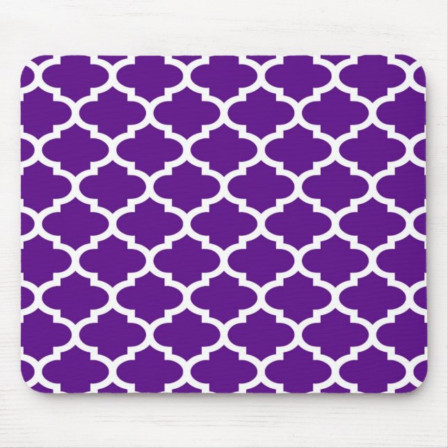 Tapis De Souris Purple Blanc Marocain Quatrefoil Trellis Motif 2 (Devant)