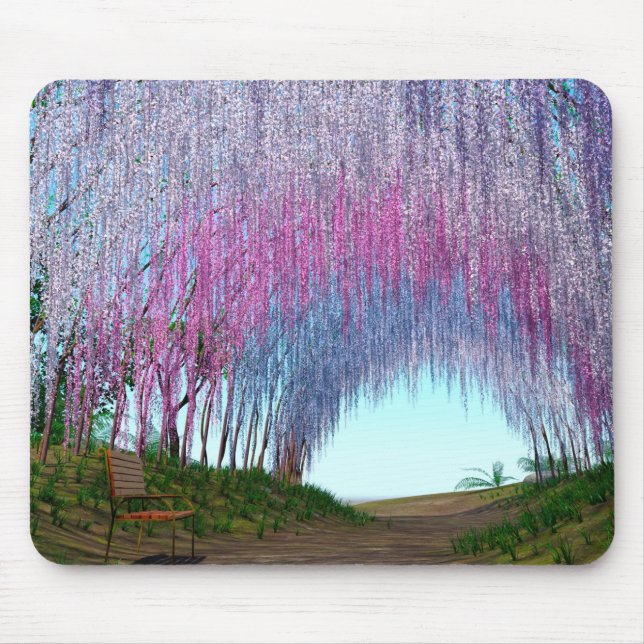Tapis De Souris Purple Blooming Weeping Willow Tree (Devant)