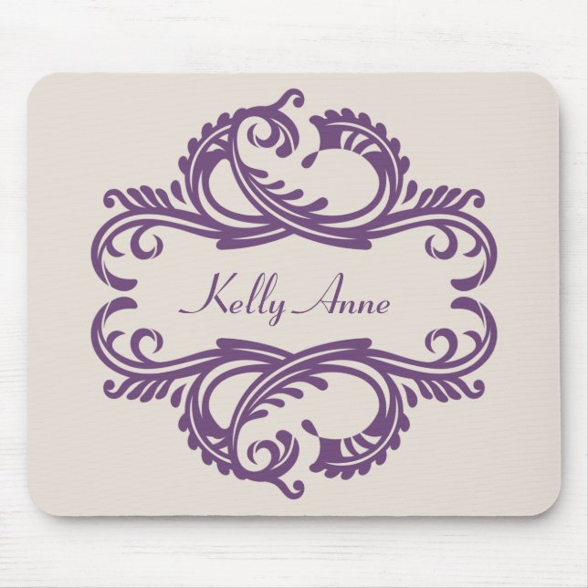 Tapis De Souris Purple Chic Damask Mousepad (Devant)
