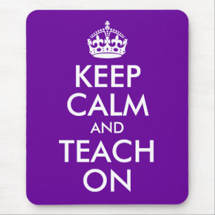 Tapis De Souris Purple et blanc Gardez le calme et Enseigner
