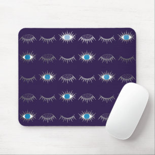 Tapis De Souris Purple et Silver Blue Evil Lashes Oeil Nazar Mati