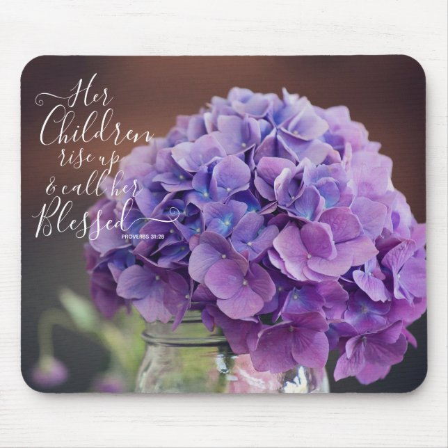 Tapis De Souris Purple Hydrangea Christian Mothers Day Verset (Devant)