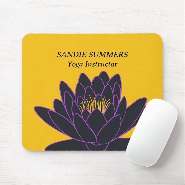 Tapis De Souris Purple Lotus Yoga Wellness Instructeur Méditation (Avec souris)