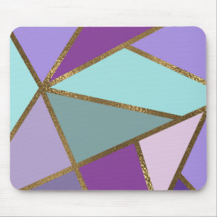 Tapis De Souris Purple Pink Teal Turquoise & Bronze Gold Geometric