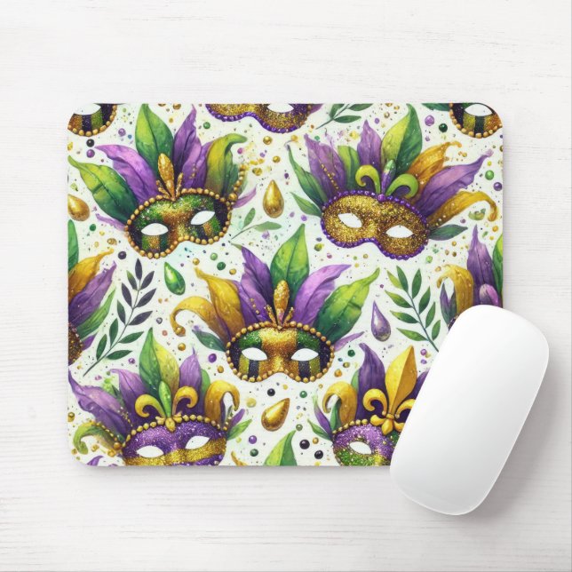 TAPIS DE SOURIS PURPLE VERT OR PARTIES SCINTILLANT REGARDER MARDI  (Avec souris)