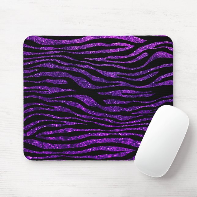 Tapis De Souris Purple Zebra, Glitter Zebra, Zebra Print, Stripes (Avec souris)