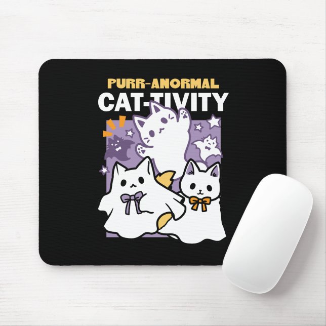 Tapis De Souris Purr-anormal Cat-tivity - Halloween Cat Design (Avec souris)