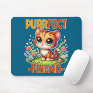 Tapis De Souris Purrfect Friend pun Cute orange chat chaton dessin