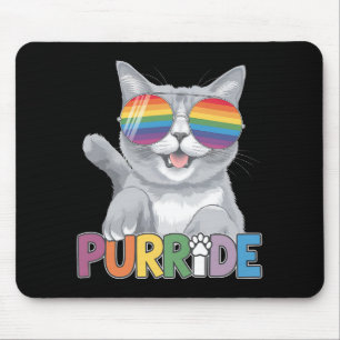Tapis De Souris Purride Chat Lunettes de soleil Gay pride Rainbow 
